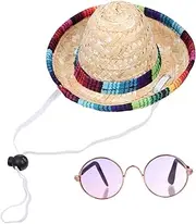 Totority 1Set Mexican Style Dog Costume Hat Party Cat Glasses for Summer Dress Up Lightweight Comfortable Accessory for Festivals and Celebrations
