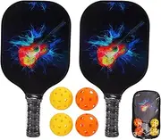 Professional Paddles Set 2 Premium Glass Fiber Rackets 4 High Bounce Balls 1 Carry Bag for Outdoor Indoor Sports Training Family Games