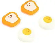 GeekShare Game ConsoleThumb Grip Caps 4PCS Anti-Slip Soft Silicone Analog Stick Cover Cute Poached Egg Toast Joystick Caps Compatible with Switch/OLED Switch Lite - Breakfast Theme