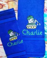 embroidered towel ROBOT personalise bath towel bath sheet or hand towel robots