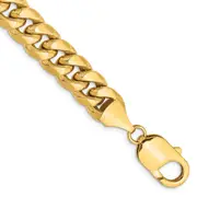 14K Yellow Gold 9 Inch 9.3mm Semi-Solid Miami Cuban With Lobster Clasp Chain