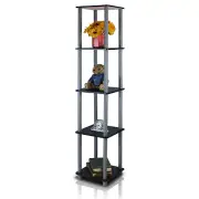 Furinno 99132bk/gy TurnnTube 5-tier Corner Square Rack Display Shelf Black/grey