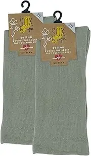[Sox by Angus] Cotton Plain Cushion Foot Loose Top Socks - NO SEAM