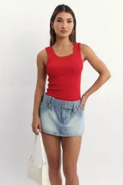 Red Tank Top Sleeveless Lace Trim - Size 12, Women's Tank