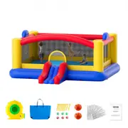 VEVOR Inflatable Bounce House, Outdoor High Quality Playhouse Trampoline, Jumping Bouncer with Blower, Slide, and Storage Bag, Family Backyard Bouncy