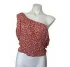 BP. Floral Bohemian One Shoulder Crop Top Size 1X Tan-Mauve Allison Womens