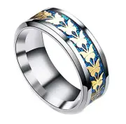 Ebay Wedding Rings Women 6mm Steel Silver & Blue Ring Gold Butterfly Butterflies