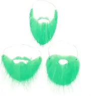 St. Patrick's Day Beard Decor 3pcs Lint Fake Mustache Cosplay Props Sturdy and Comfortable for Parties Green