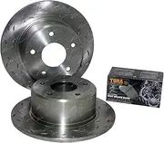 2 Slotted & Drilled Rear Disc Brake Rotors + Pads for Holden Commodore Caprice Statesman Calais & for Toyota Lexcen VR VS w/IRS V6 3.8L LG2 L67 6cyl 3.8L VH V8 5.0L LB9 1993 to 2000