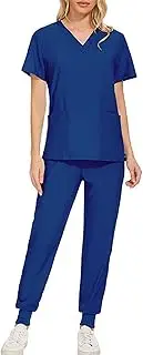 [Dressnu] Workwear Scrubs Set Stretch Quick Dry Hand Wash Clothes Women Men Women Short Sleeve