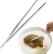 Grill Tongs, Stainless Steel BBQ Tool, Non-Slip Food Clamp, Precision Grip Design, 12.01 Inches, Easy-Turn Handle, for Steak, Fish, Pasta, Meat, Salads, Buffet Serving