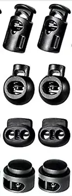 8 Pcs Plastic Cord Locks Single Double Hole Spring Stop Toggle Stoppers 4 Styles