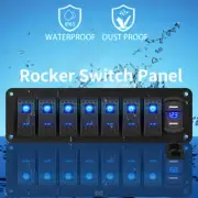 8 Gang 12V Switch Panel LED Light Rocker Circuit Breaker For Car RV Boat Marine