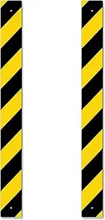 Therwen 2 Pcs large Reflective Sign Post Panel Aluminum Customized Outdoor Fence Resistant Street Warning Signs Post Panel Black on Yellow Reflective Road Markers(30 x 3 Inch)