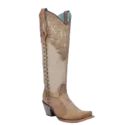 Corral Ladies Overlay Honey & Bone Tall Western Boots C4218