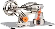 Stirling Engine Kit Electricity Generator Hot Air Car Cylinder Model Physical Generator Model with Flywheel Design Science Experiment DIY Education Toy for Teacher Adults Kids School Office Decor