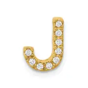 14K Yellow Gold Real Diamond Letter J Initial Charm