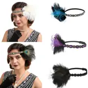 1920s Headband Beaded Peacock Feather Headpiece Flapper Great Gatsby Party Gift