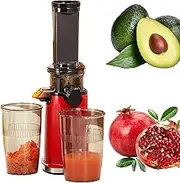 Cold Press Juicer Machine, 100W Juicer Machines with 1 Cleaning Brush, 450ml Juice Cup 300ml Pulp Cup, Vegetable Juicer with High Juice Yield Suitable for Whole Fruits and Vegetables