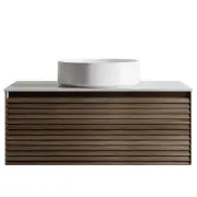 Donna 90 Single Wall Hung Vanity, Dark Walnut