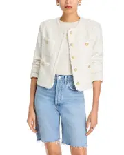 Aqua Tweed Collarless Jacket - Exclusive