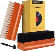 BONUMVITA Vinyl Record Cleaning Kit-Wooden Record Cleaner Brush for Vinyl Record Player, Vinyl Record Cleaner Kit with Soft Velvet Record Brush,Goat Hair Vinyl Record Brush & Stylus Brush