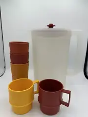 VTG New Old Stock Tupperware 1 gallon classic pitcher, 3 Cups, 2 Coffee Cups
