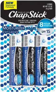 ChapStick Lip Moisturizer and Skin Protectant Original Flavor, 1 Blister 3 Count