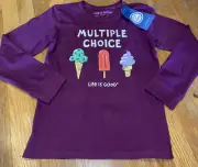 Life Is Good RARE Kids Youth PURPLE HAZE MULTIPLE CHOICE T SHIRT LARGE NEW NWT