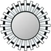 Northlight 25.5" Sparkling Regal Sunburst Matte Black Round Wall Mirror