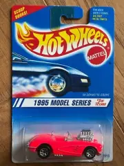 HOT WHEELS 1995 MODEL SERIES ‘58 CORVETTE COUPE Flourescent Pink 7 Spoke Wheels