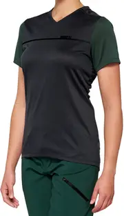 100% Ridecamp Ladies Short Sleeve Bicycle Jersey, black-green, Size XL for Women Black Green