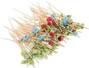 Luxshiny 100pcs Decorative Flower Toothpicks Artful Cocktail Picks for Fruit Appetizers Drinks for Parties Weddings Bridal Showers and Tea Gatherings