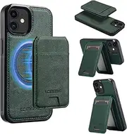 GoshukunTech for iPhone 12 Wallet Case,for iPhone 12 Pro Flip Case with Vertical Flip Card Slots PU Leather Detachable Phone Cover[Support Magsafe or Wireless Charging]-Green