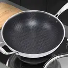 Non-Stick Double-Sided Honeycomb Wok - Stainless Steel Frying Pan