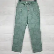 Sundance Bastille Easy Pants Size 2 Petite Waist 27 Green Floral Waist Tie Retro