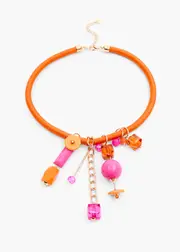 [Taking Shape] Taking Shape Cord Bead Necklace in Orange - Women's Accessories Orange