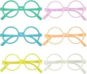 6Pcs Kids Children Plastic Wizard Glasses No Lenses Glasses for Kids Lensless Dressup Glasses Round Novelty Glasses Wizard Round Glasses Frame for Kids Adult Fancy Dress Costume Cosplay Party
