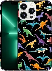 GlamCase for iPhone 13 Pro Max, iPhone 13 Pro Max Case - Dinosaur Multicolor Pattern Printed Slim & Sleek Cute Plastic Hard Protective Designer Back Phone Case/Cover for iPhone 13 Pro Max