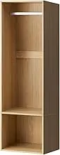 OIKITURE Open Wardrobe Shelf with 2 Shelves, Clothes Storage Cabinet with Built-in Unit, Storage Organiser with Hanging Rail, Wardrobe Closet for Bedroom, Living Room, 50.5 x 40 x 159cm, Natural