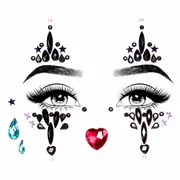 Harlequin Clown Face Jewels Sticker - Black