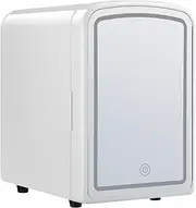 Maxkon 4L Beauty Mini Fridge With LED Light Makeup Mirror, 2in1 Small Portable Home Bar Cosmetic Cooler Warmer 12V Car Refrigerator for 6 Can Drinks