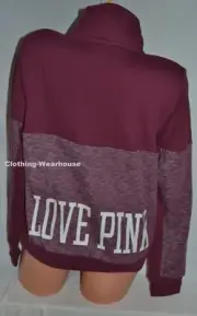 Victoria's Secret PINK Red Marl Logo Perfect Quarter Zip Pullover Sweatshirt M