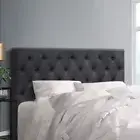 Tufted Button Fabric Bedhead Headboard Queen Size Bed Head Padded Linen Charcoal