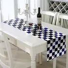 Printed Table Runner | Thick 250 GSM 16 Inch X 72 Inch Blue geometric settings