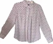 NWT Talbots Women's Long Sleeve Print Blouse w Pleated Top Button Front Size S