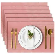 Vinyl Striped Placemats Set of 6 Reversible Plastic Woven Dining Table Mats
