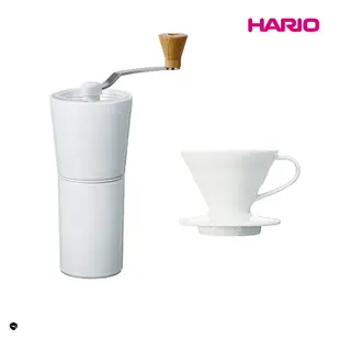 HARIO 純白系列 V60 簡約磁石手搖磨豆機 V60白色01磁石濾杯