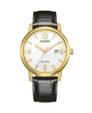 CITIZEN Men Analog Eco-Drive Casual Watch Classic Dress White Dial Waterproof Ro