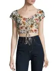 NEW! Women's Lace Up Crop Top Lucca Couture Floral Tie Front Medium & Large NWT!
